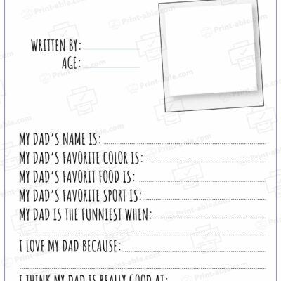 All About My Dad Printable