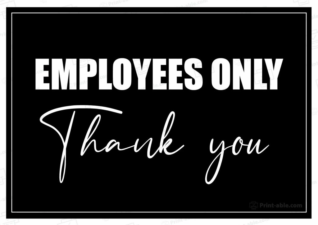 Employees Only Sign Printable