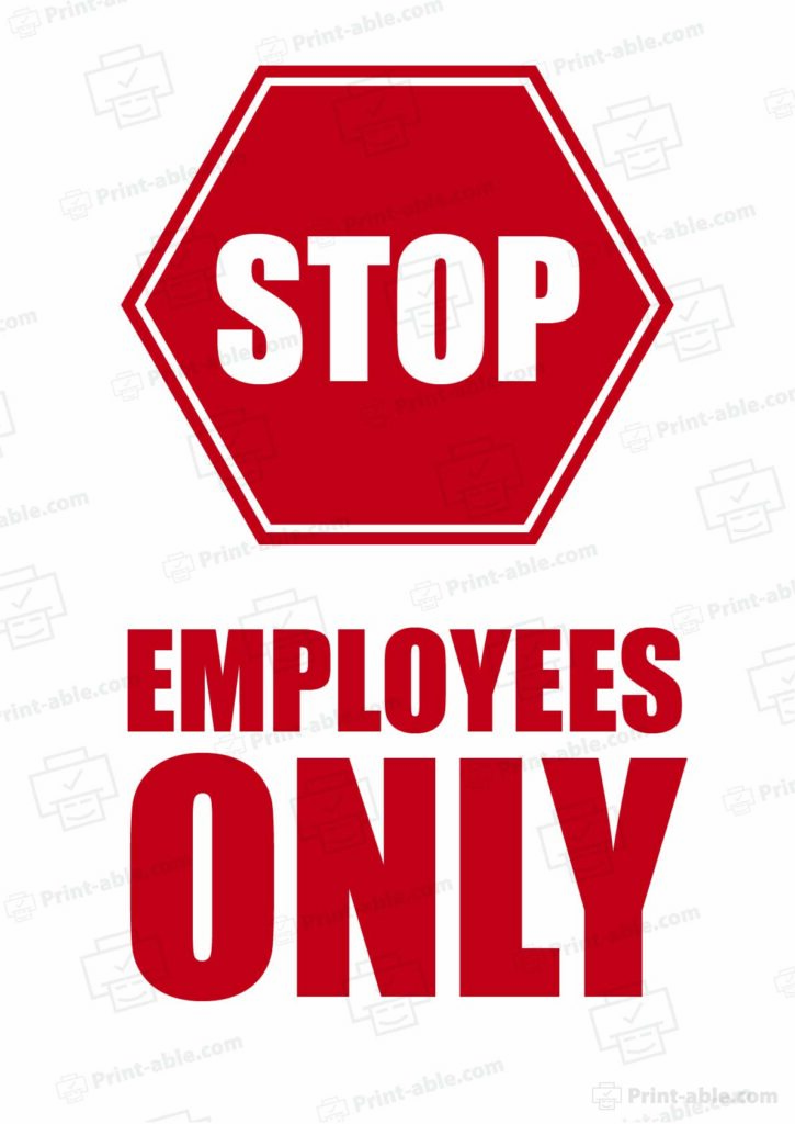 Employees Only Sign Printable