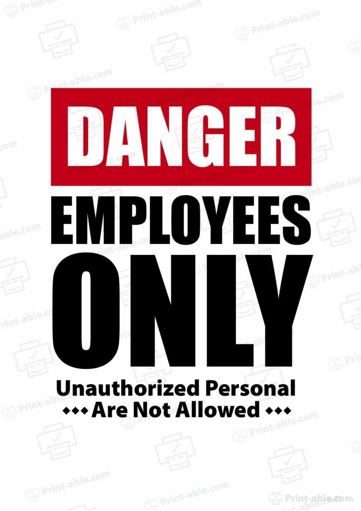 Employees Only Sign Printable