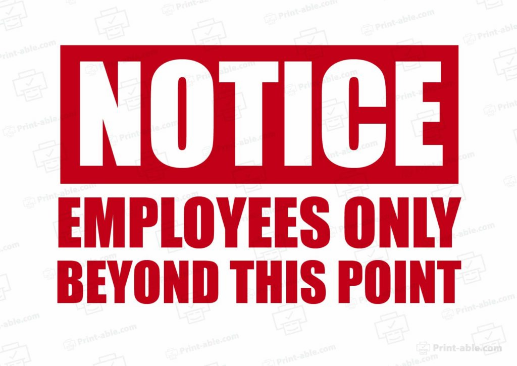 Employees Only Sign Printable