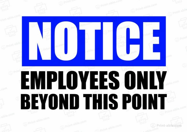 Employees Only Sign Printable