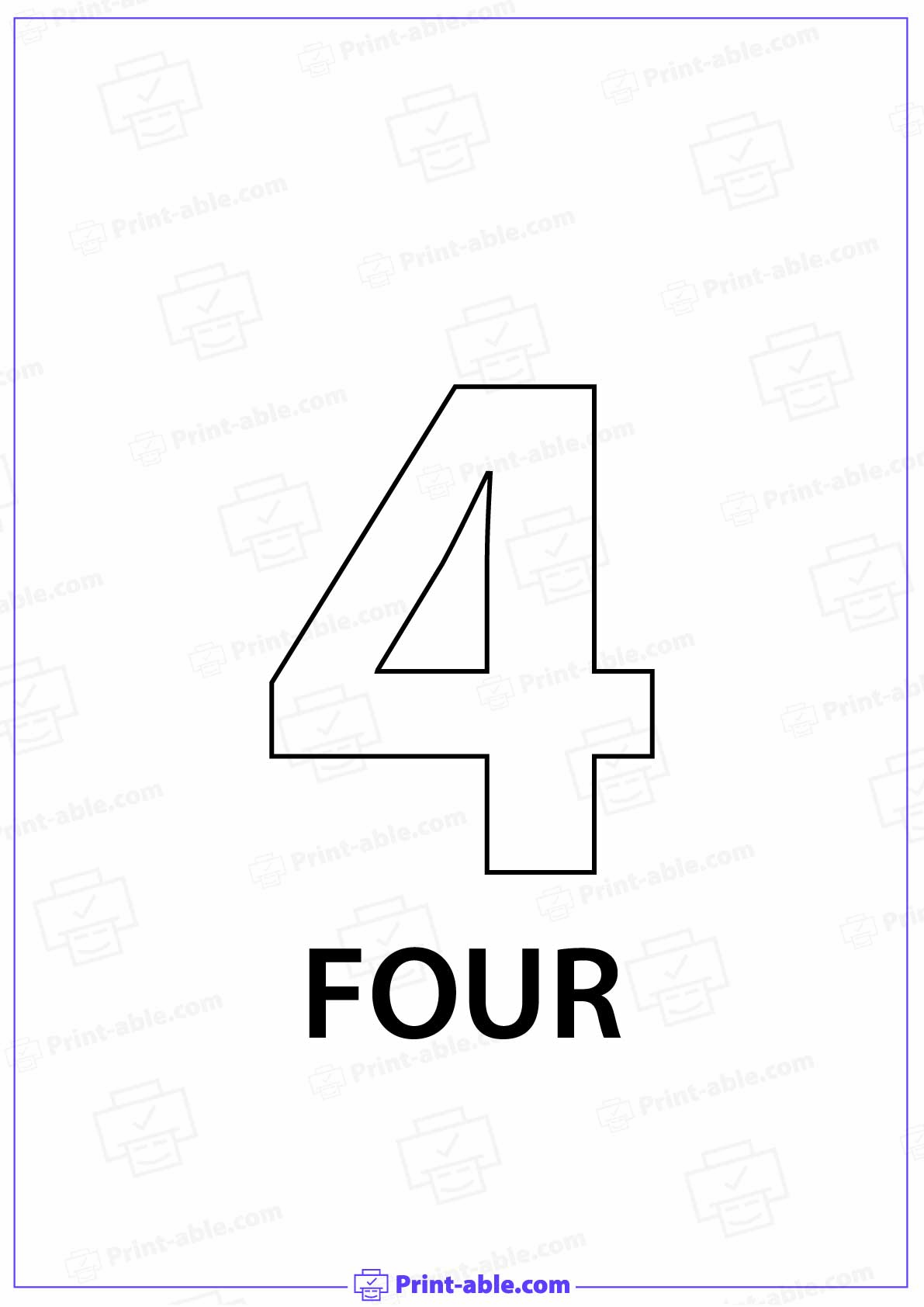 Number Four Printable