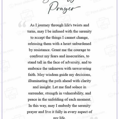 Serenity Prayer Printable