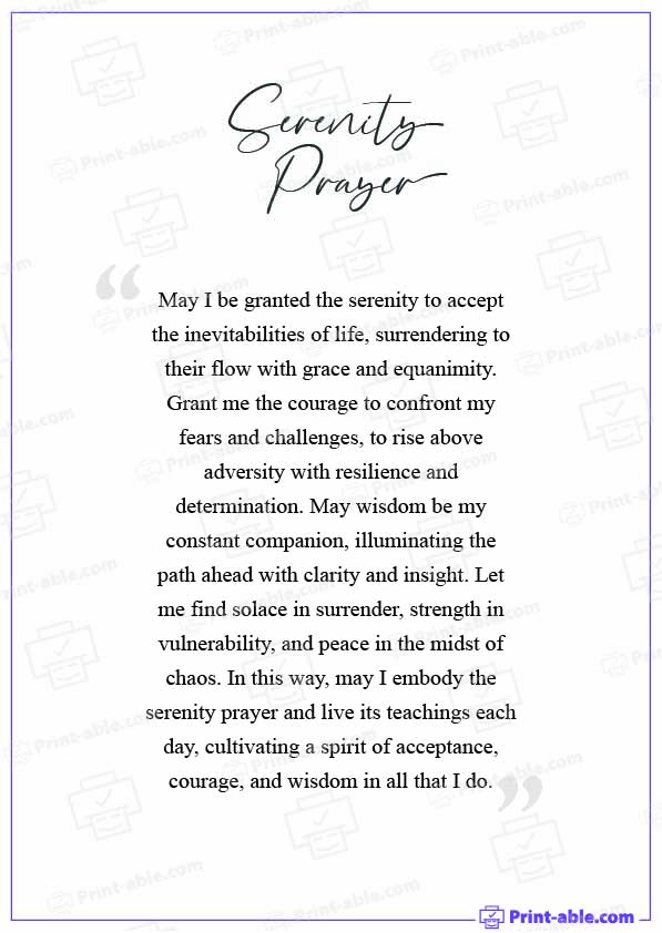 Serenity Prayer Printable