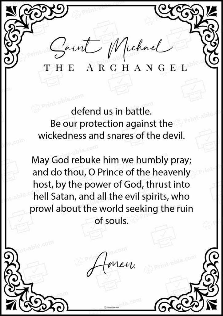 St. Michael The Archangel Prayer Printable