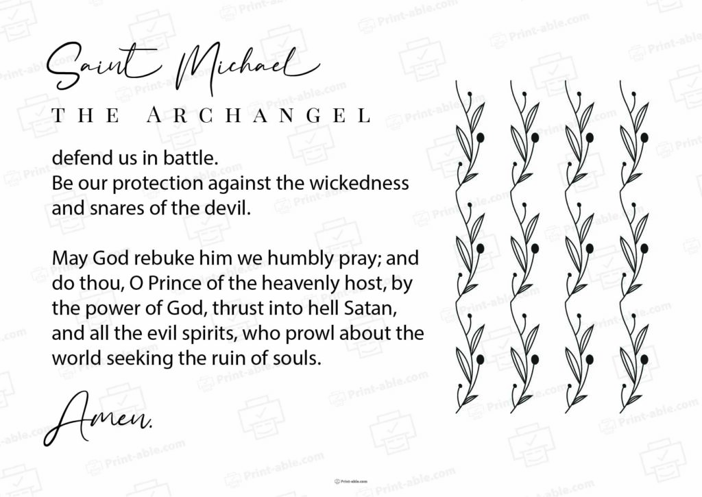 St. Michael The Archangel Prayer Printable