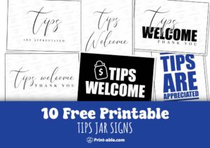 Tip Jar Signs Printable