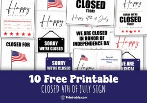 Closed 4th of July Sign