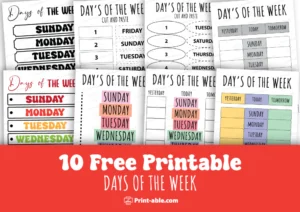 Days of the week printable free download