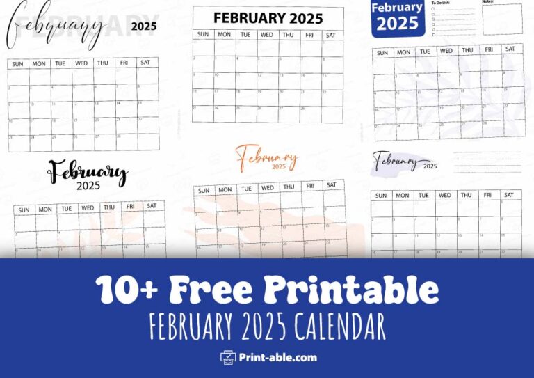 10 Free February 2025 Calendar PRINTABLE