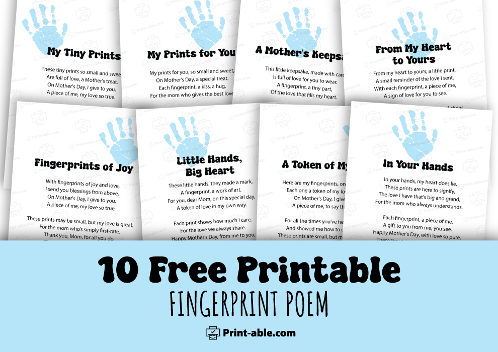 Fingerprint poem printable free download
