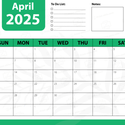 April 2025 Calendar Printable
