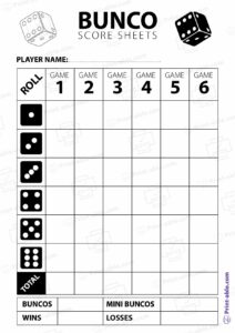 6 Free Bunco Score Sheets Printable | PRINT-ABLE