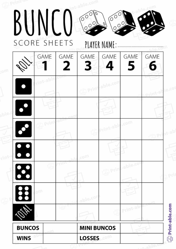 Bunco Score Sheets Printable Free Download