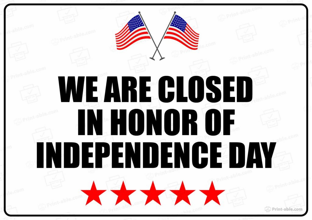 Closed 4th of July Sign