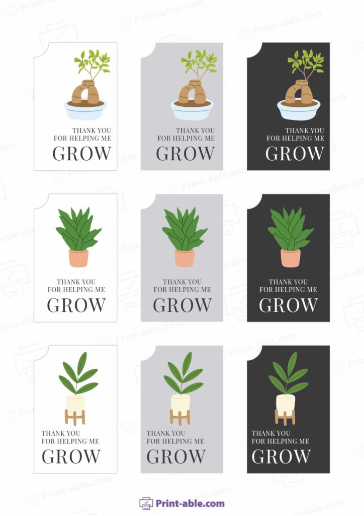 Thank You For Helping Me Grow Printable