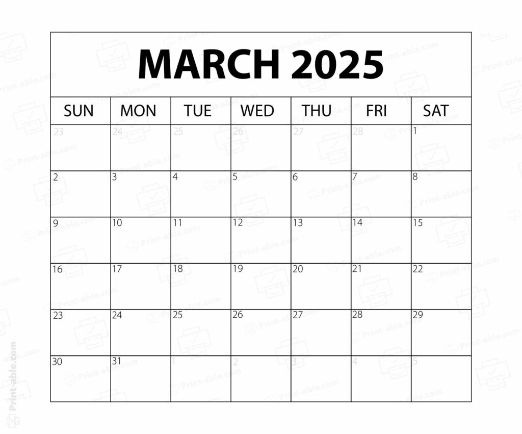 March 2025 Calendar Printable