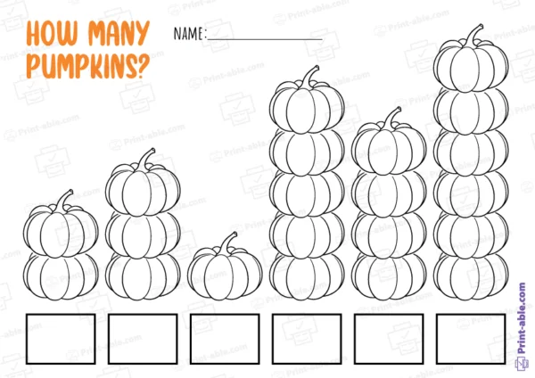 Pumpkin Counting Worksheet Printable