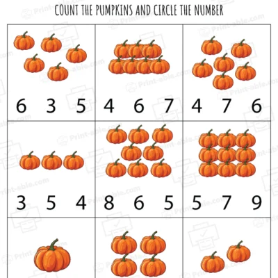 Pumpkin Counting Worksheet Printable
