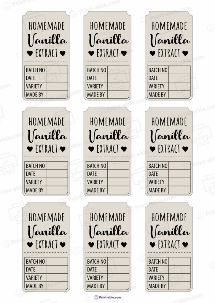 Labels For Vanilla Extract Printable Free Download