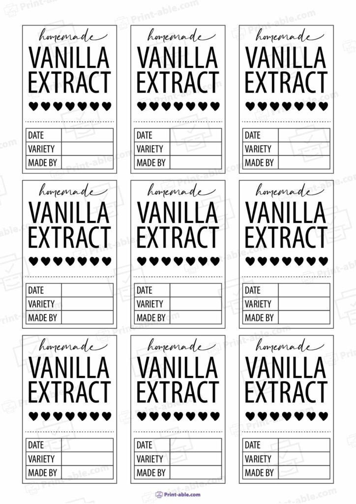 Labels For Vanilla Extract Printable Free Download