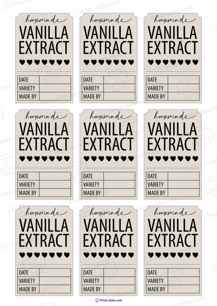 Labels For Vanilla Extract Printable Free Download