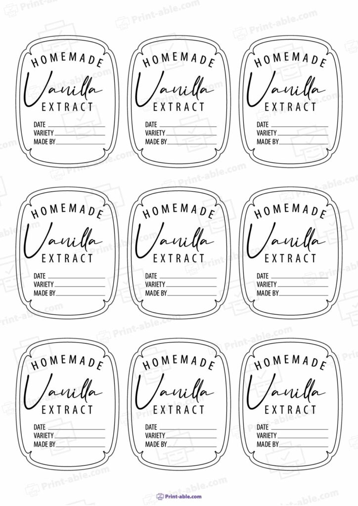 Labels For Vanilla Extract Printable Free Download