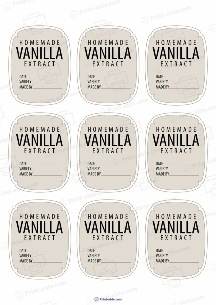 Labels For Vanilla Extract Printable Free Download