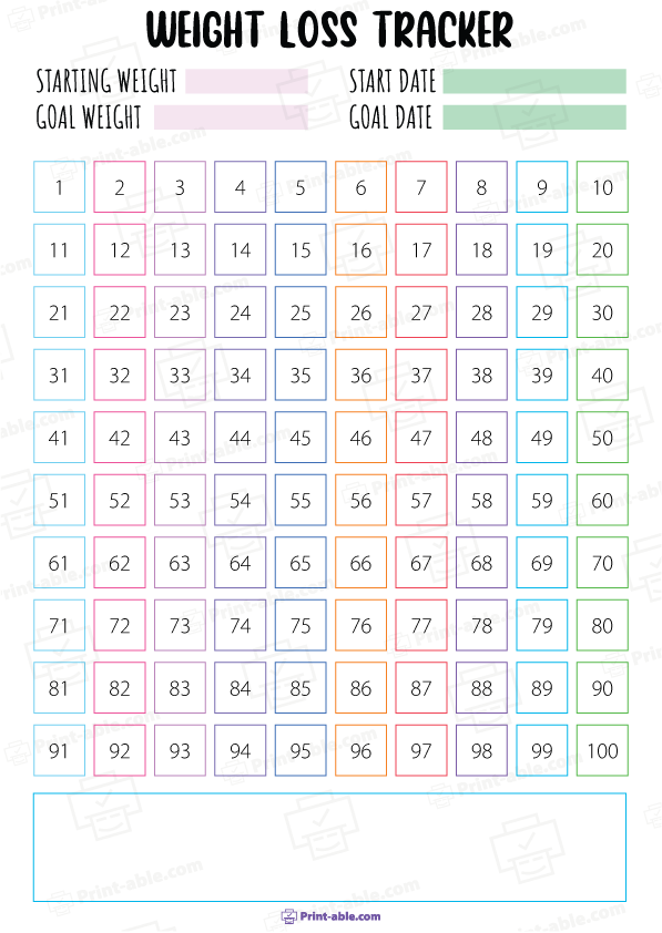 Weight Loss Tracker Printable Free Download
