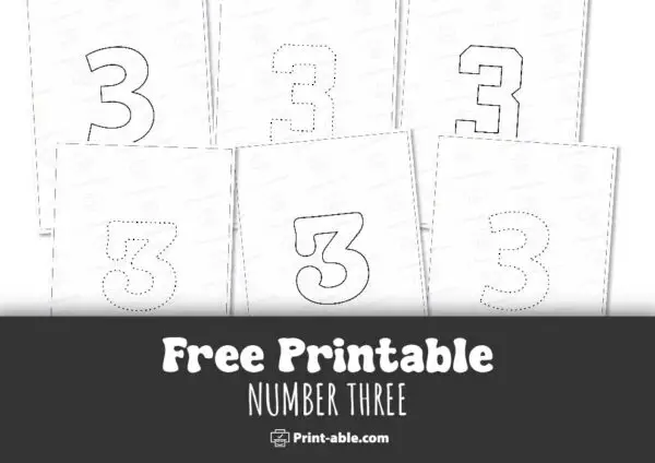 6 Free Number Three Printable PRINT ABLE 6 Free Number Three Printable PRINT ABLE