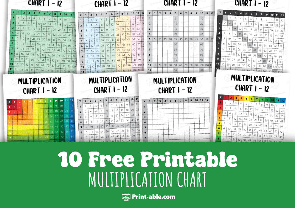 multiplication chart printable