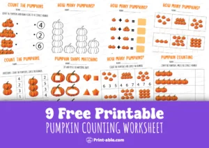 Pumpkin Counting Worksheet Printable