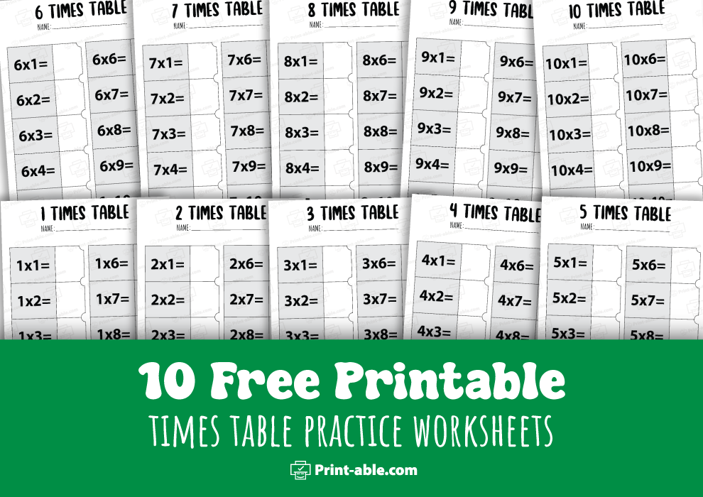 times table practice worksheet