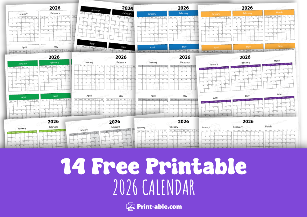 2026 calendar printable free download