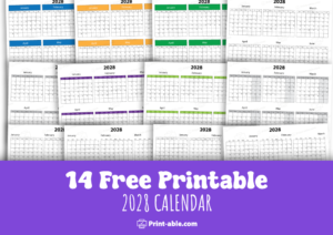 2028 calendar printable