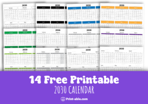 2030 printable calendar free download