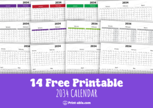 2034 calendar printable free download