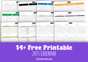 2035 Calendar printable free download