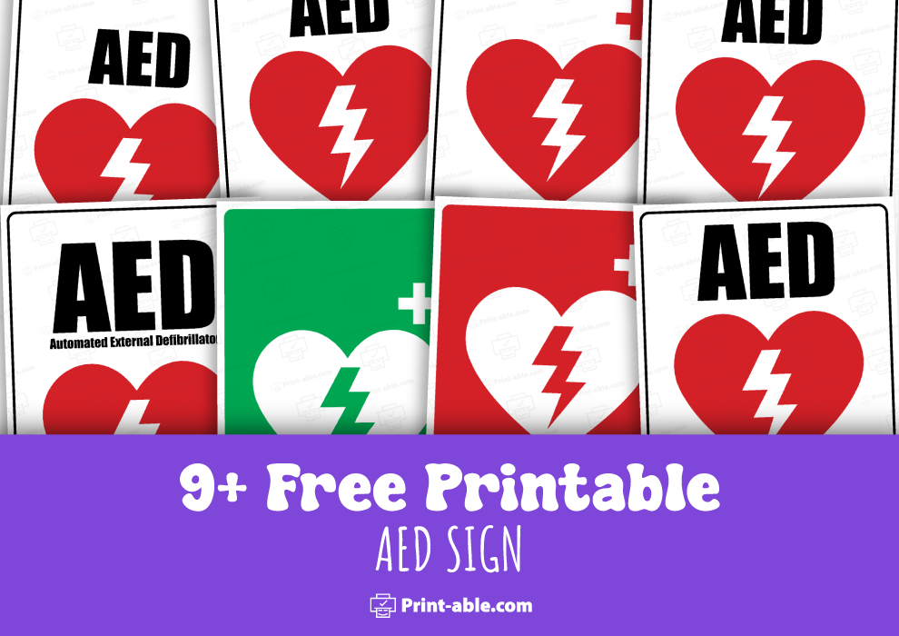 Aed sign printable free download