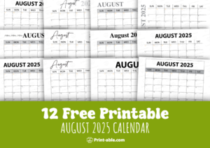 August 2025 calendar printable free download