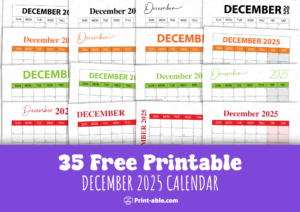 December 2025 Calendar Printable