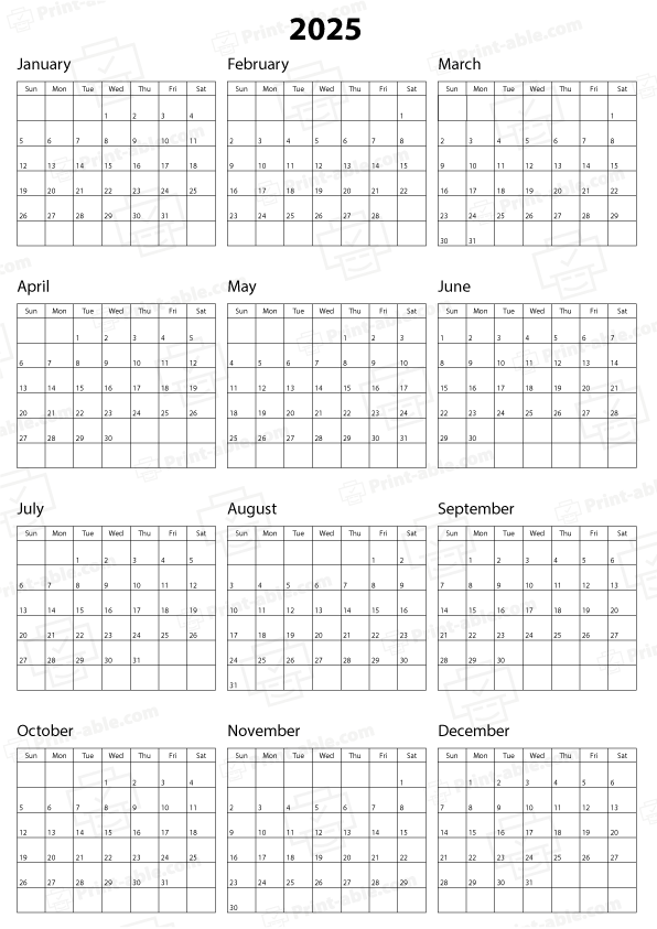2025 Calendar Printable Free Download