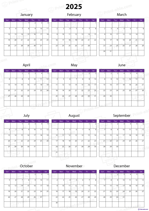 2025 Calendar Printable Free Download