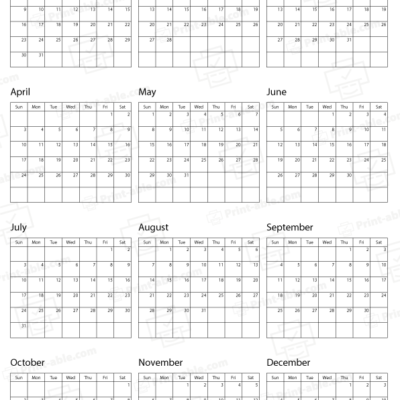 2033 Calendar printable free download