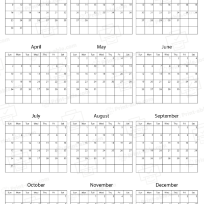 2033 Calendar printable free download