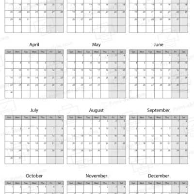 2034 calendar printable free download