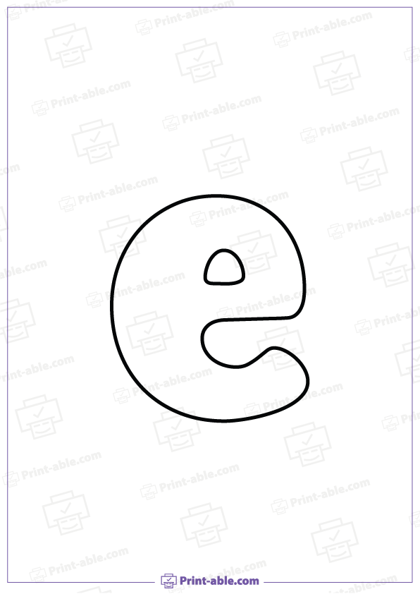 Bubble Letter E Printable Free Download