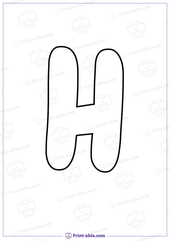 Bubble Letter H Printable