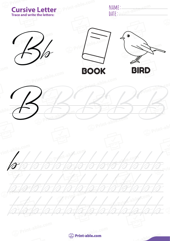 Cursive Letter B Worksheets Printable